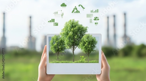 Wallpaper Mural Green Technology Concept with Trees and Digital Environment Symbols Torontodigital.ca