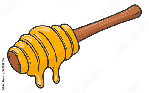 spindle spoon with honey without background