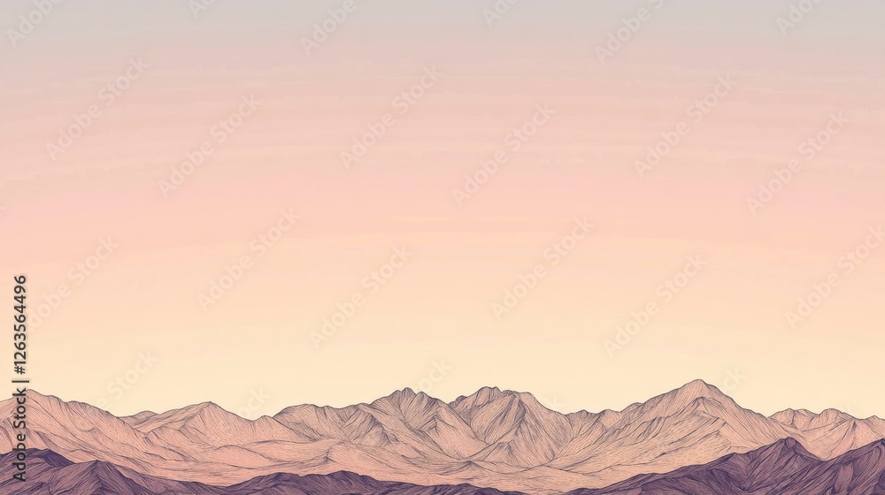 Naklejka premium Pink sunset over desert mountains; serene landscape for website header