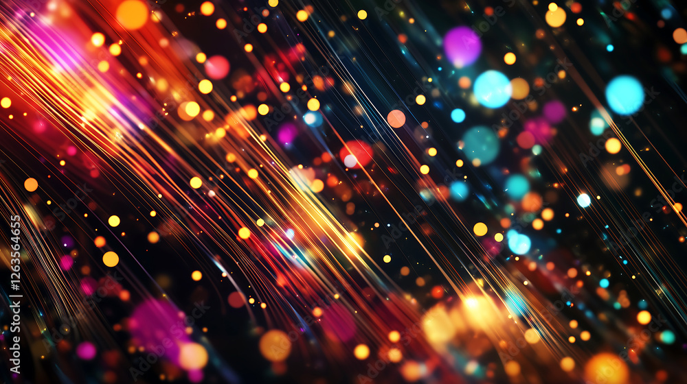 Fototapeta premium Futuristic Digital Data Flow – Abstract AI Network with Glowing Particles & Neural Connections