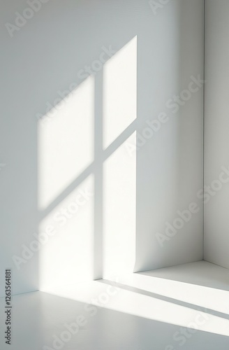 Wallpaper Mural bright and airy white room with geometric shadows from window. minimalist modern interior design. concept of simplicity, tranquility, natural light. Torontodigital.ca