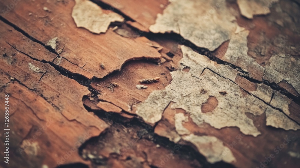Close-up of Wood Decay with Visible Termites.