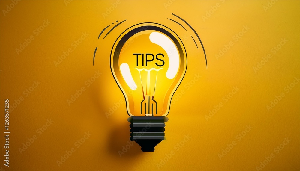offering quick tips and helpful advice featuring a glowing light bulb above a vibrant yellow banner with bold black text highlighting effective solutions and innovative ideas offering quick tips and helpful advice featuring a glowing light bulb above a vibrant yellow banner with bold black text highlighting effective solutions and innovative ideas