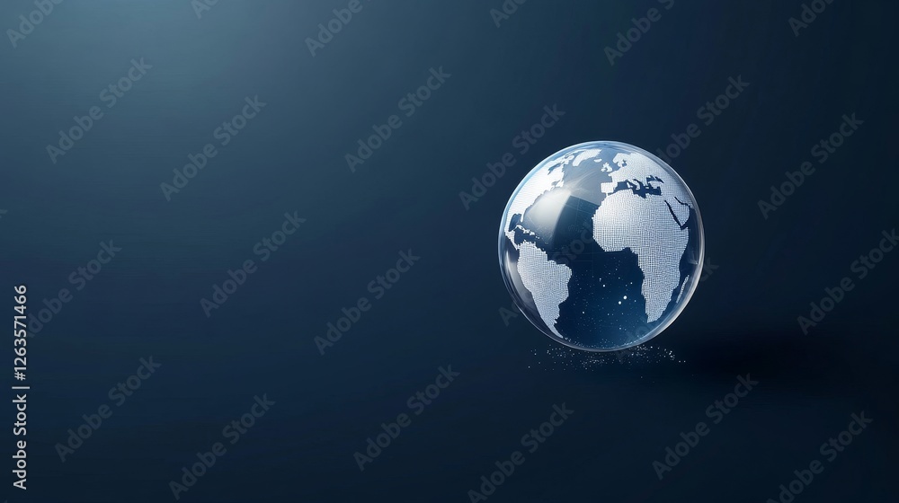 Glass globe on dark background representing global connectivity concept Glass globe on dark background representing global connectivity concept