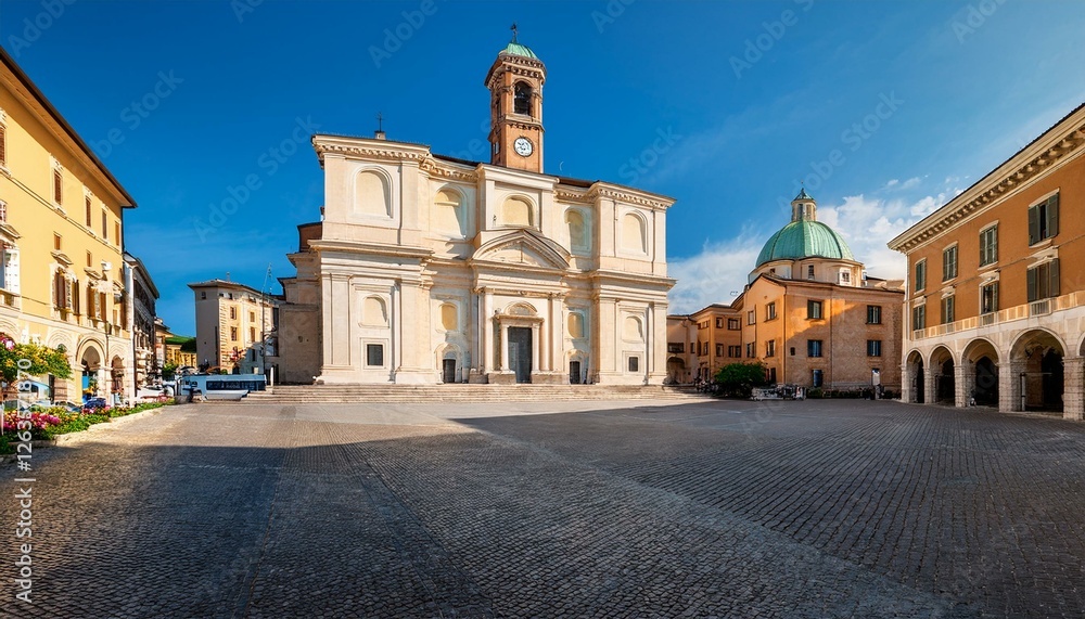 Fototapeta premium scenic view of victory square piazza della vittoria and st ignatius church chiesa di sant ignazio in gorizia italy at summer sunny day