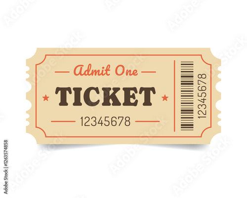 Retro ticket design template. Vintage ticket. Admit one. Vector illustration 