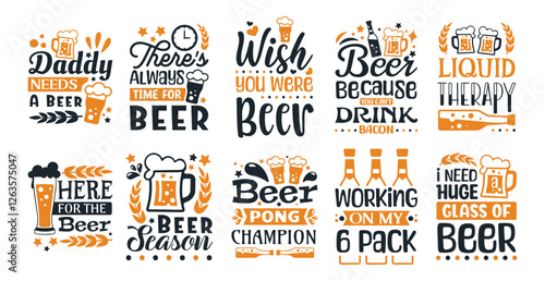 Beer Quotes Typography Collection for T-Shirts and Mugs, Vol. 2