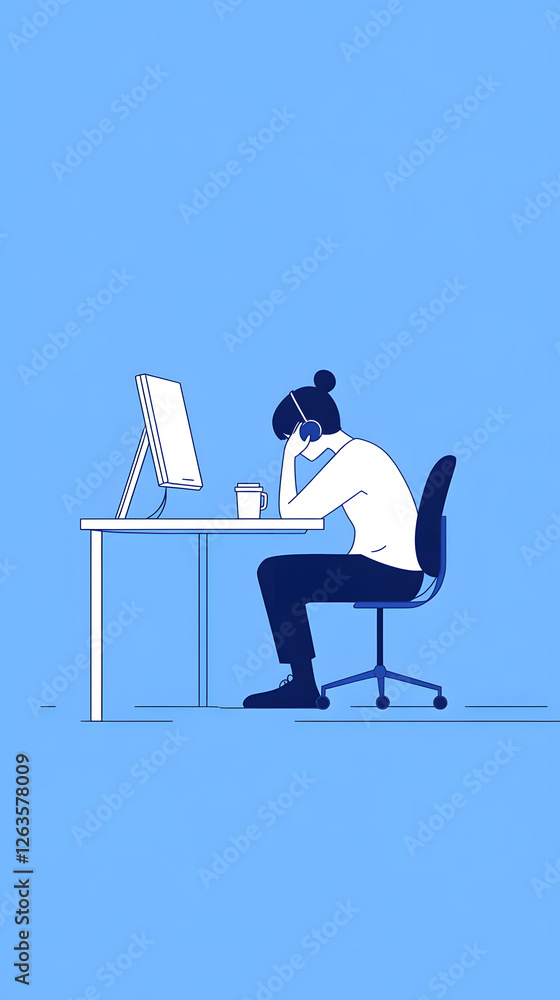 custom made wallpaper toronto digitalA man sits at a desk, his head resting on the table in front of a computer screen