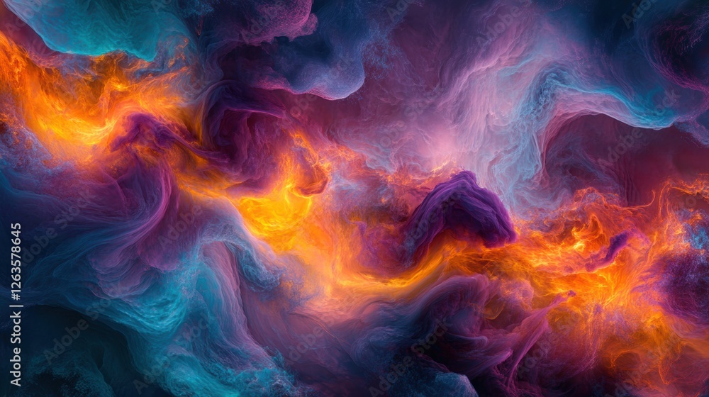 Abstract Fire with Swirling Smoke Elements Abstract Fire with Swirling Smoke Elements