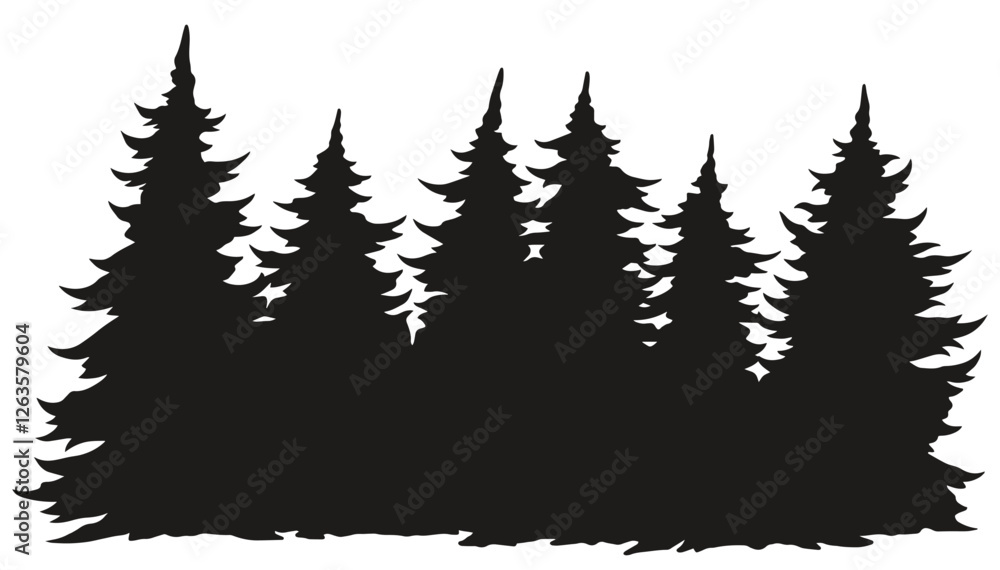 Obraz premium Pine trees silhouette at dusk