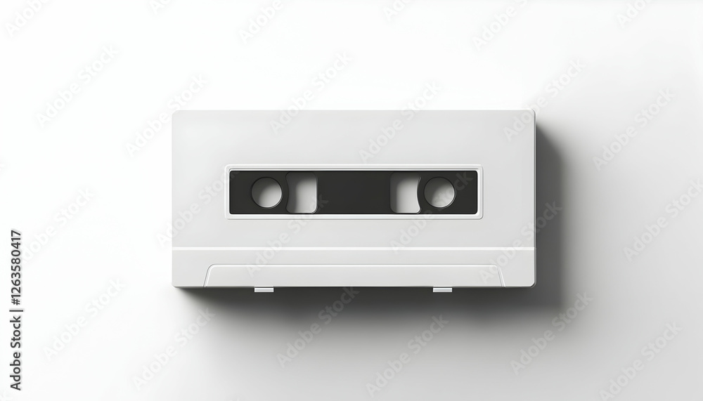 Fototapeta premium Blank cassette tape box design mockup, isolated, back side view. Vintage cassette tape case with retro cassette mock-up