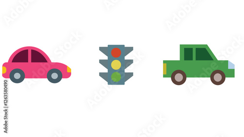 Collection of transportation vhiecles vector icon set