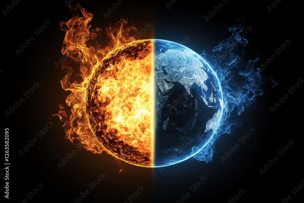 Fototapeta premium Impact of Greenhouse Effect on Global Climate: Understanding Earthâ€™s Atmosphere and Solar Radiation Dynamics