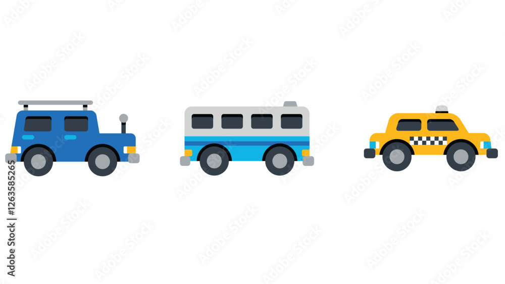 Collection of transportation vhiecles vector icon set Collection of transportation vhiecles vector icon set