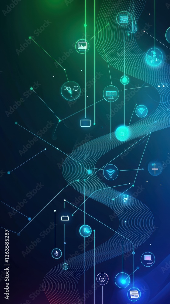Futuristic iot network illustration with dynamic flowing lines Futuristic iot network illustration with dynamic flowing lines