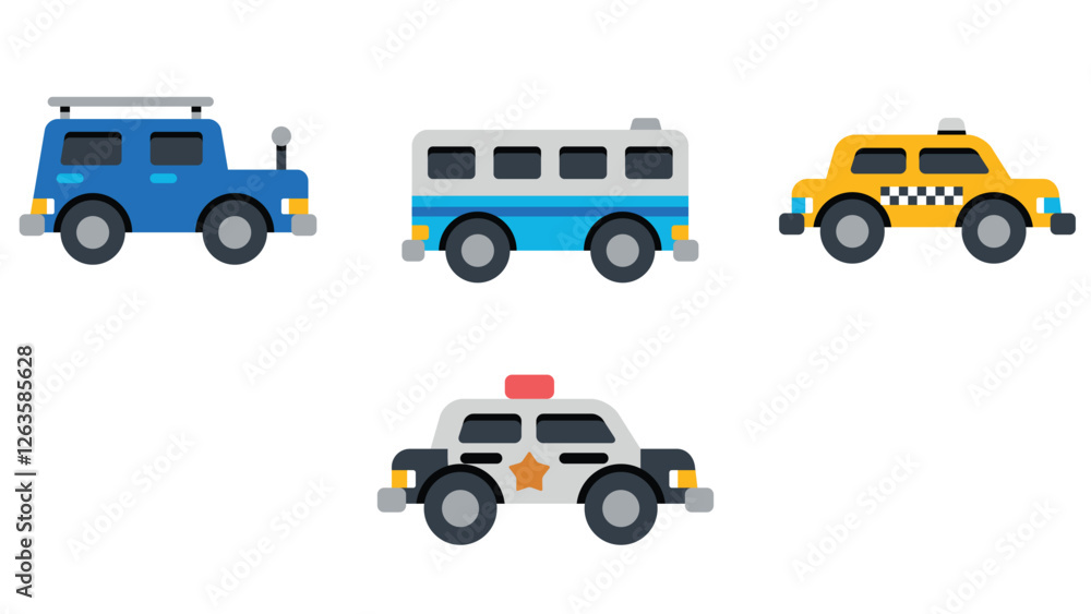 Collection of transportation vhiecles vector icon set Collection of transportation vhiecles vector icon set
