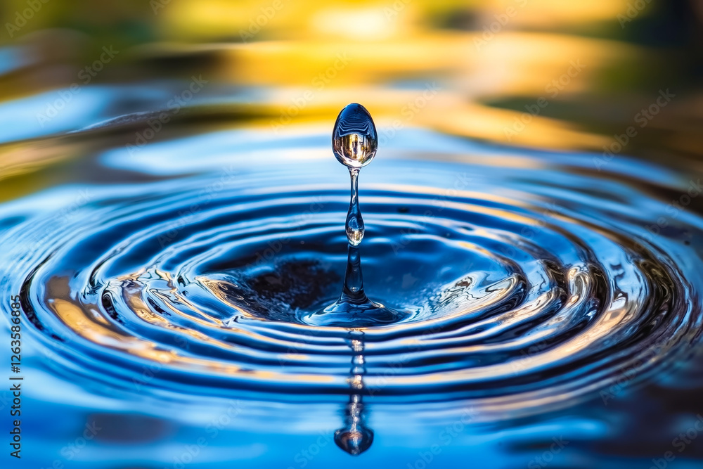 A drop of water falling into a pool of water A drop of water falling into a pool of water
