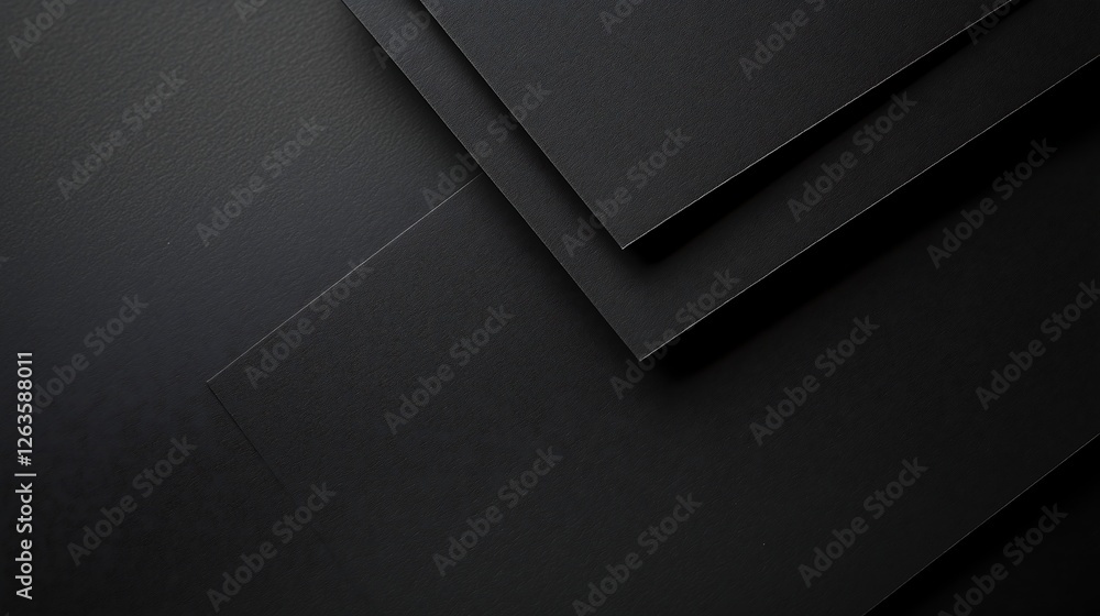 Elegant Matte Black Cardboard Sheets on a Deep Black Background for Mockup Designs.Generative AI Elegant Matte Black Cardboard Sheets on a Deep Black Background for Mockup Designs.Generative AI