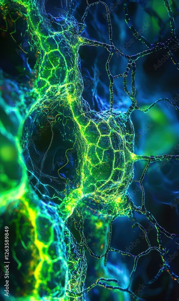 Fototapeta premium Abstract view of a nerve cell. AI.