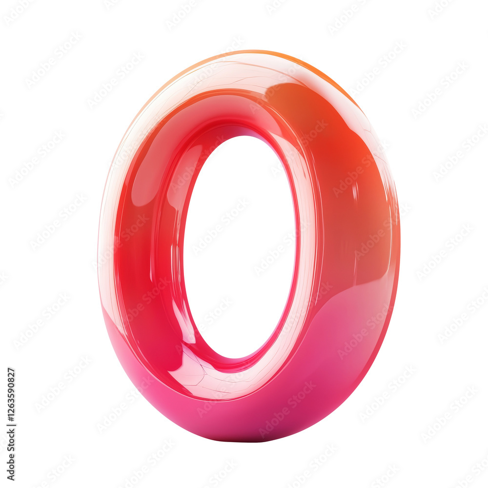 Glossy Number Zero with Vibrant Pink Red and Orange Gradient on Transparent Background Glossy Number Zero with Vibrant Pink Red and Orange Gradient on Transparent Background