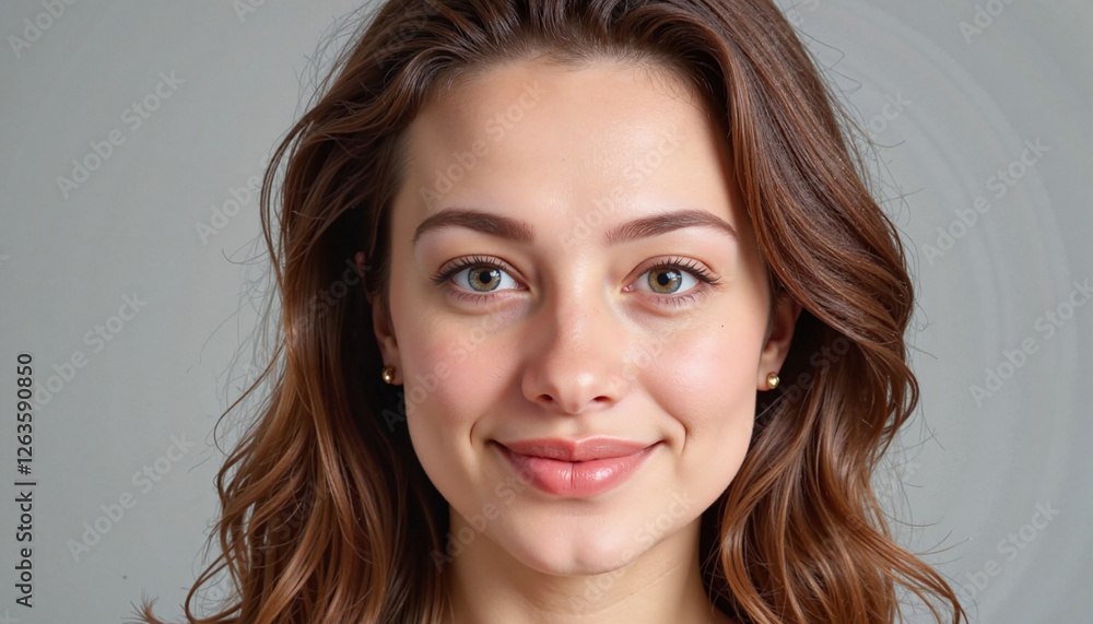 Fototapeta premium Young woman smiling against a neutral background