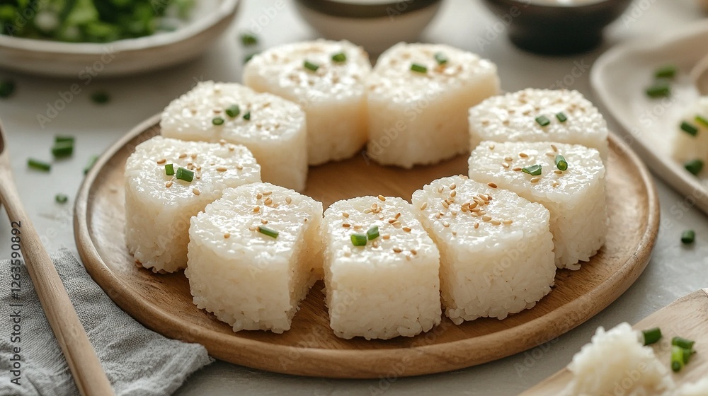 A photo shows a plate of food and a plate of rice on a table with chopsticks A photo shows a plate of food and a plate of rice on a table with chopsticks