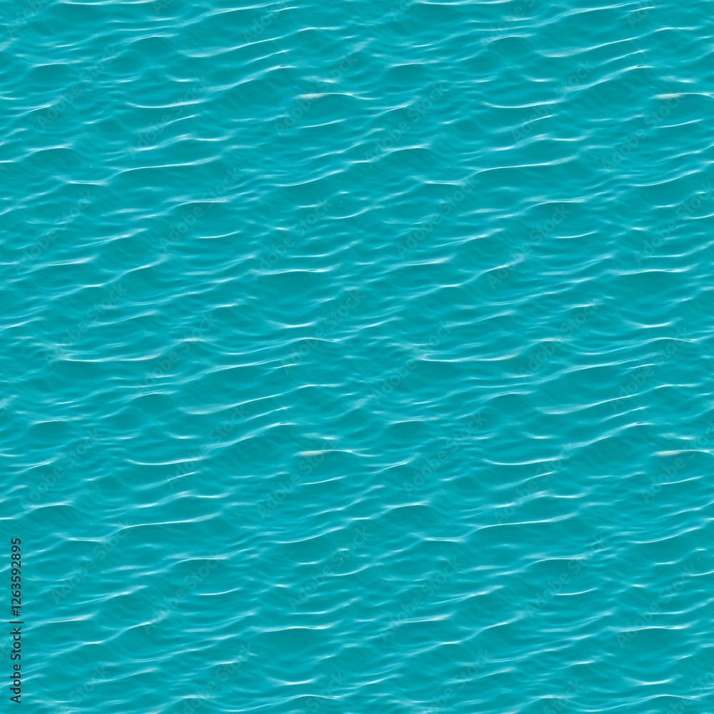 Fototapeta premium Turquoise water surface with subtle ripples creates a calming, organic texture. Seamless pattern, four tiles