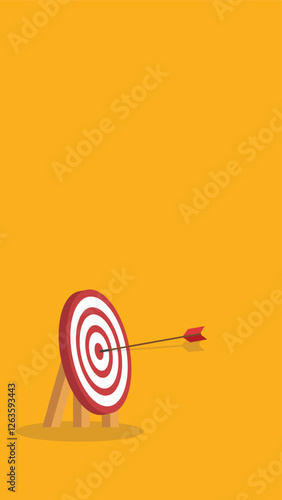 Business challenge failure and success concept. Red arrow hits the center.