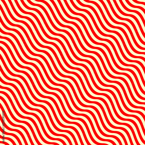 Wave lines pattern. Stripes print. Wavy linear background. Simple geometric motif. Curves image. Ethnic digital paper. Repeated waves textile print. Trendy web design. Vector artwork.