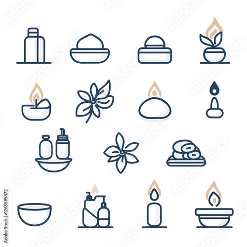 Minimalist Spa and Wellness Icons – Relaxation, Aromatherapy, and Zen Symbols
