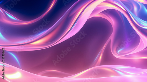 Wallpaper Mural Fluid iridescent and translucent waves ripple and fold over a deep purple background, creating an abstract design that evokes a sense of motion and energy Torontodigital.ca