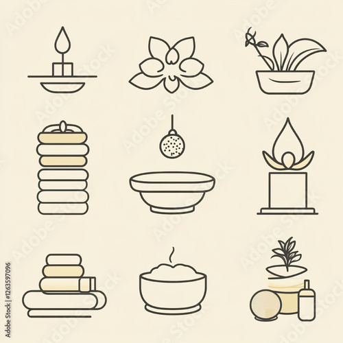 Spa and Wellness Icons – Relaxation, Aromatherapy, and Self-Care Symbols