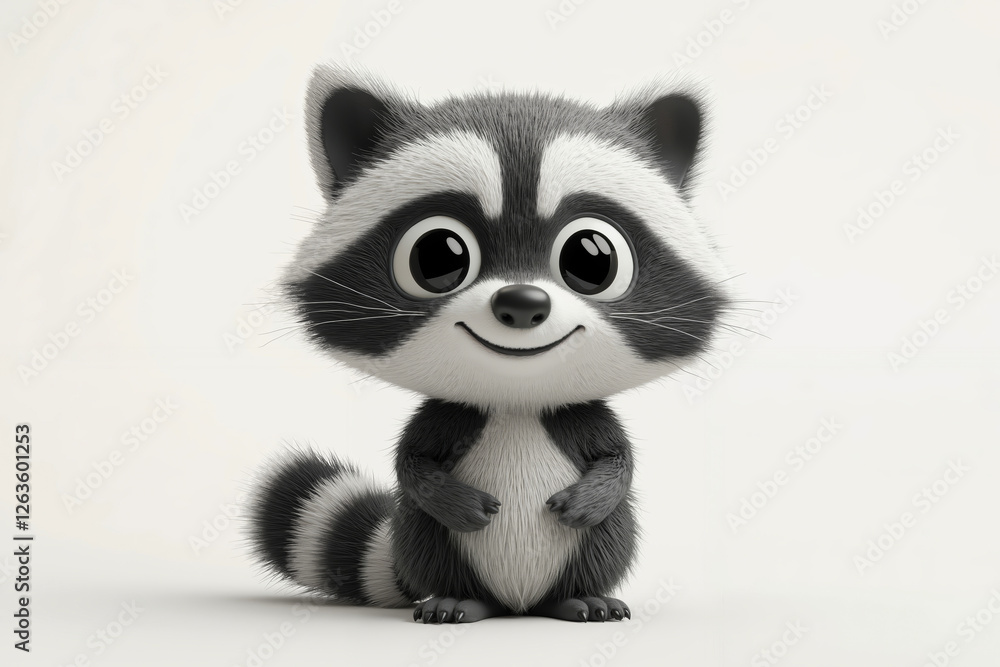 A cartoon raccoon is standing on its hind legs and smiling A cartoon raccoon is standing on its hind legs and smiling