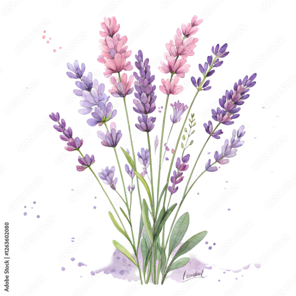 Naklejka premium Beautiful Lavender Flowers Bouquet Isolated