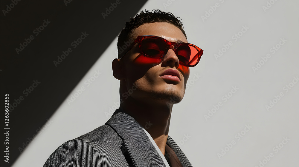 Fototapeta premium Portrait of a handsome young African American man wearing sunglasses. Men's beauty, fashion.
