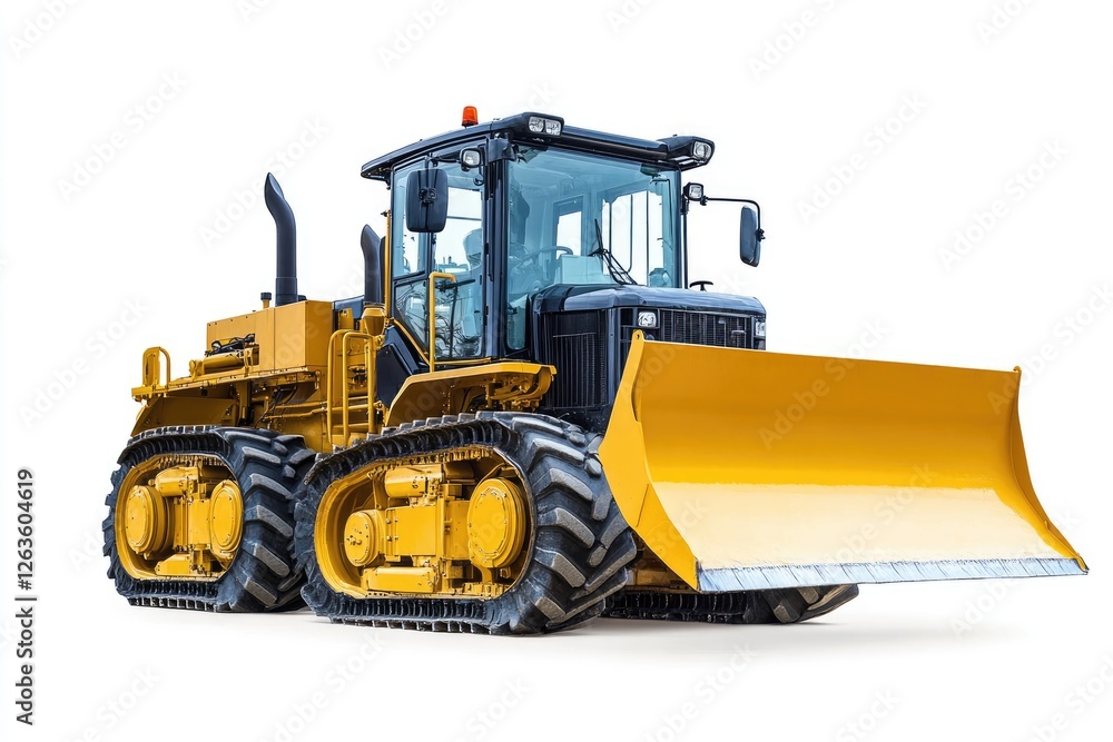 Fototapeta premium A grader machine with large blades isolated on a white background