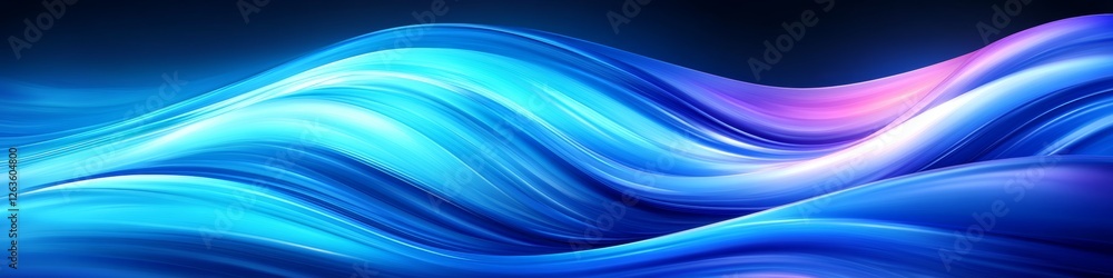 Fototapeta premium Abstract Blue Wave Background, Flowing Liquid Design, Dynamic Colorful Curve, Wavy Fluid Shape