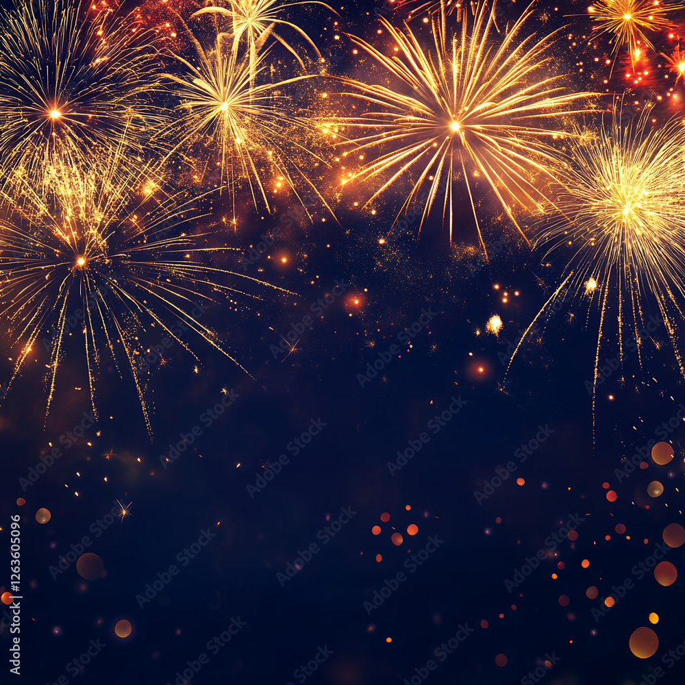 Obraz premium Stunning Fireworks Display: 4K Night Sky Background Image
