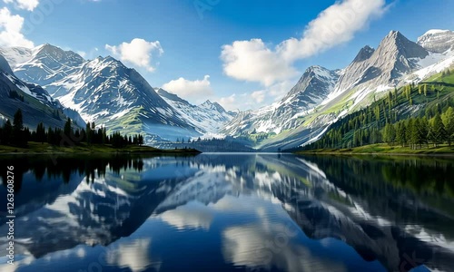 Wallpaper Mural Serene mountain lake with reflections of peaks, peaceful and calming Torontodigital.ca