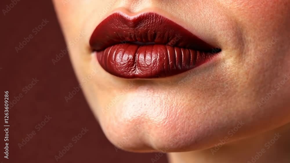 4k frame female lips in brown lipstick close-up 4k frame female lips in brown lipstick close-up
