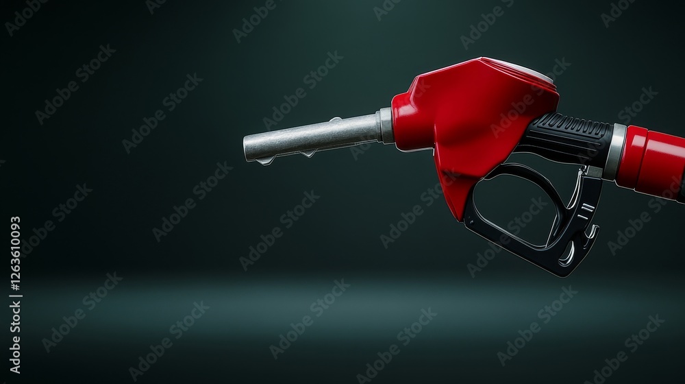 Naklejka premium Red Fuel Pump Nozzle Against Dark Background for Fueling Concepts