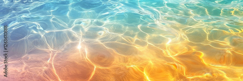 Rippling clear water reflecting a bright sky with subtle hues in a serene environment photo