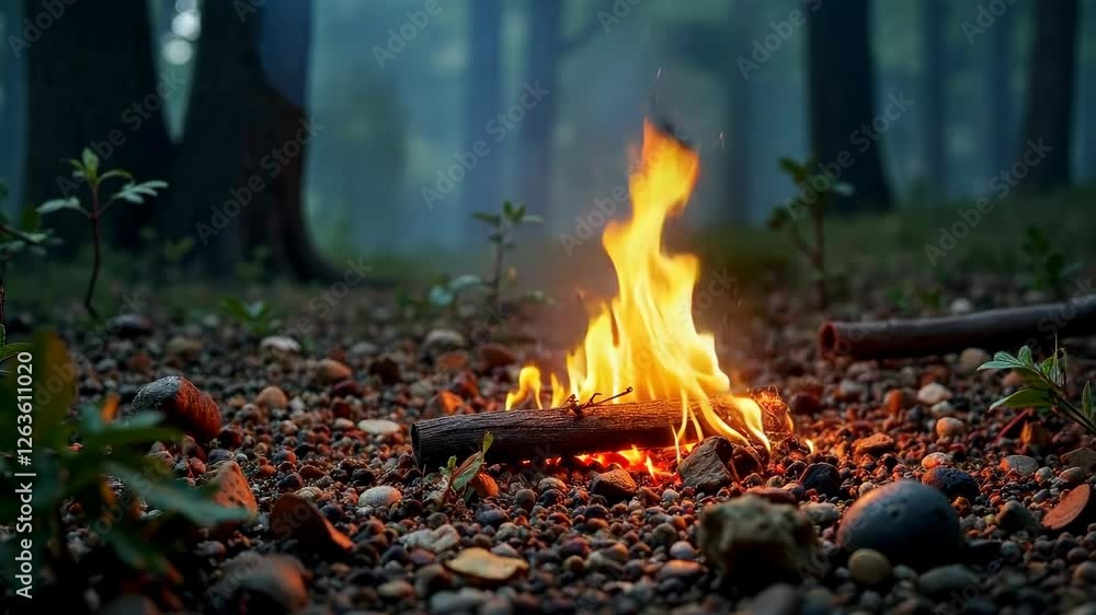 bonfire in the forest in the evening. bonfire in the forest in the evening.