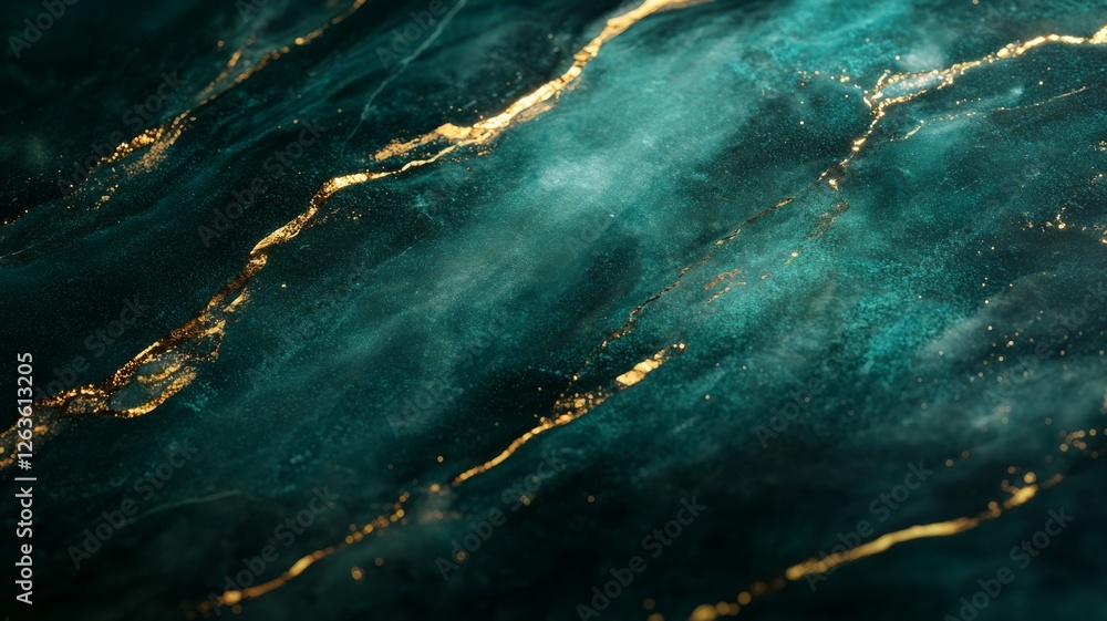 Green serpentine surface with emerald shimmer and gold veins creates an elegant texture for decor Green serpentine surface with emerald shimmer and gold veins creates an elegant texture for decor