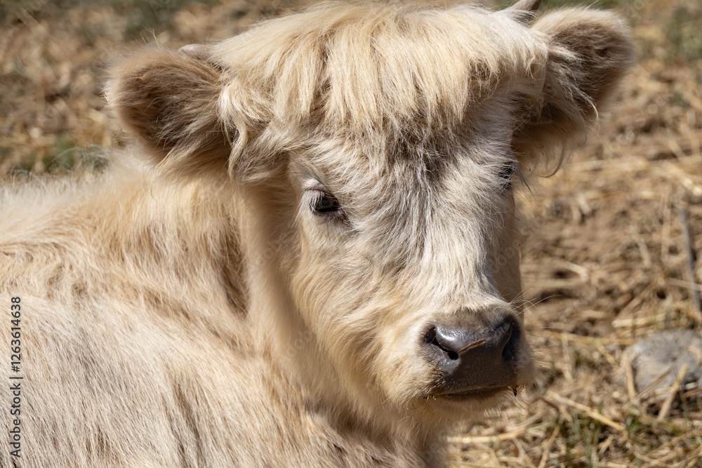 Tan colored mini cow close-up Tan colored mini cow close-up