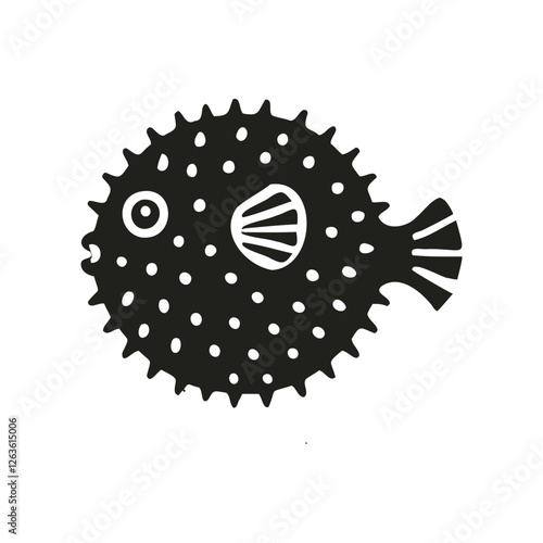 black and white abstract background puffer fish
