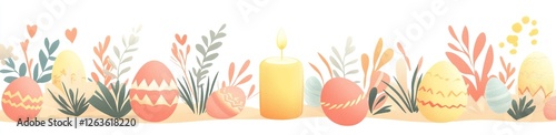Easterthemed Vector Illustration in Coral and Yellow color palette