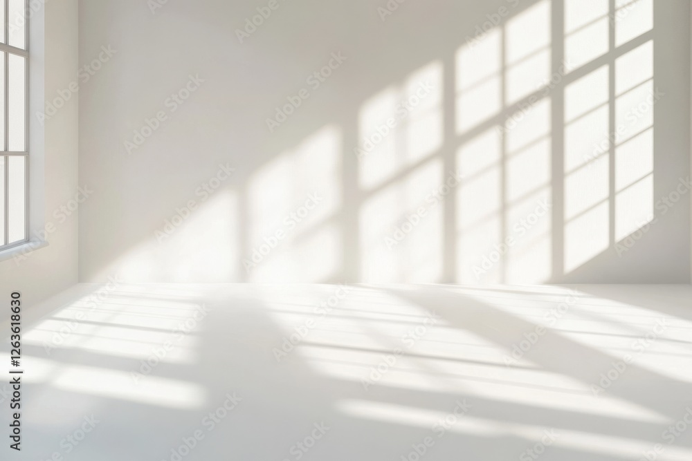Fototapeta premium Light and shadow interplay in a serene indoor space with gentle diffused shadows