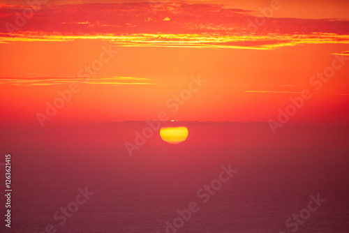 Foto Shetland Sunset Sea Reflection, Shetland looking west towards to the setting sun