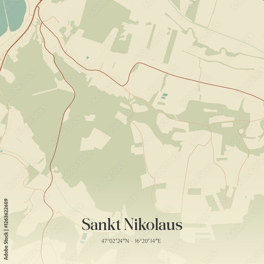Fototapeta premium Vintage map of Sankt Nikolaus, Austria.